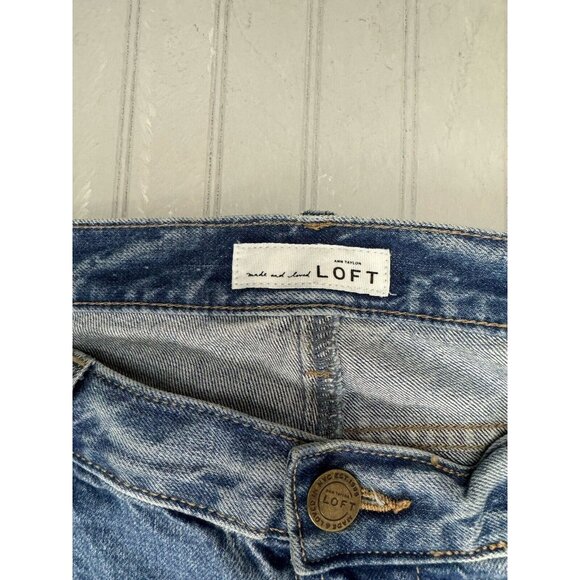 Loft Size 30 10 Womens Jeans Boyfriend Cotton Distress Button Fly Mid Ri… - Picture 3 of 5